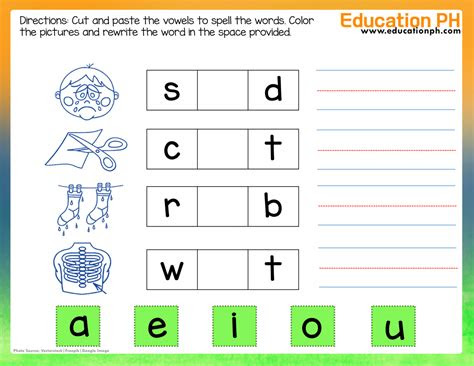  cut paste and write cvc worksheets for preschool kinder aral pinas