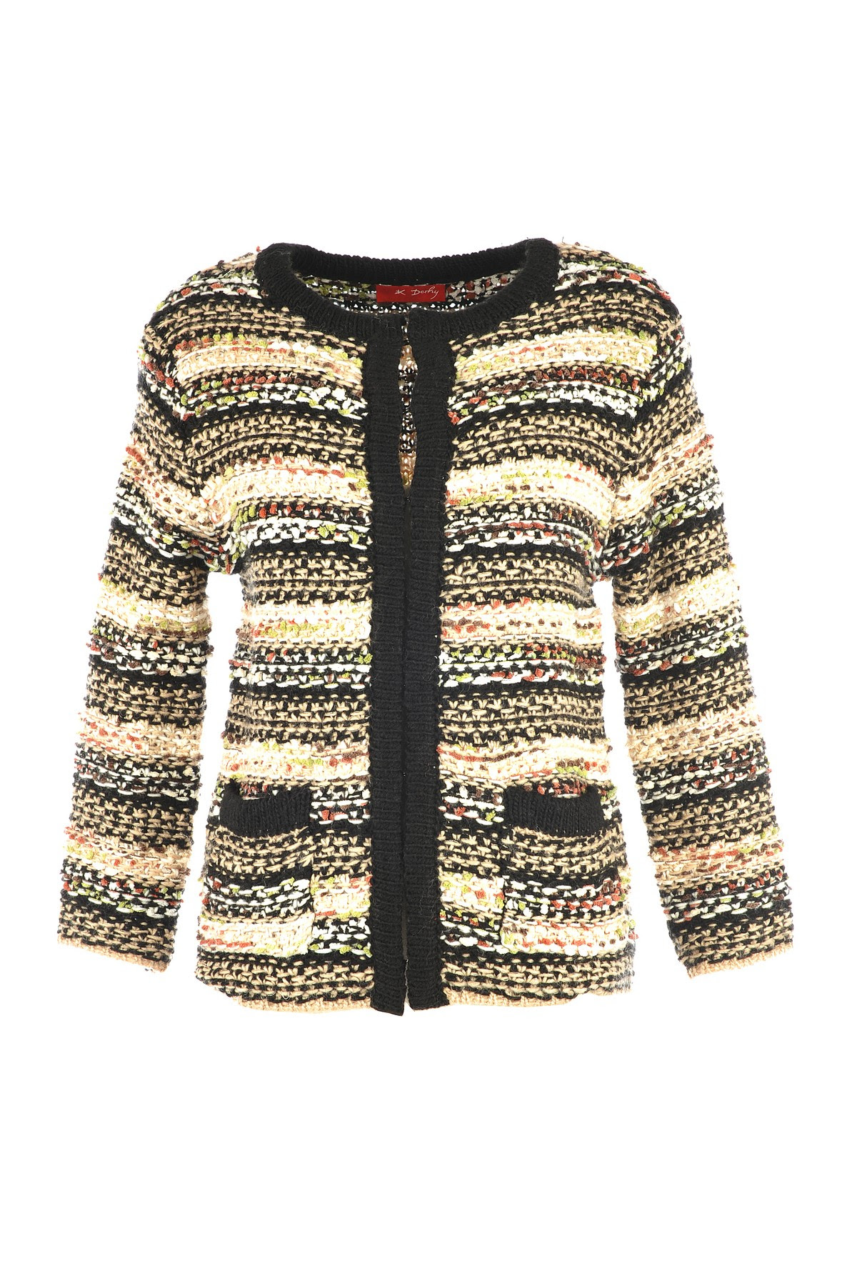Cardigan sym triques ray en maille Gilet Tablier Derhy Cardigan sym triques ray en maille Gilet Tablier Derhy