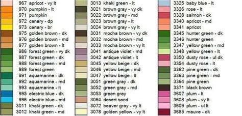 List of the 447 colors of the color chart · 150: free printable color dmc diamond painting chart paint color ideas
