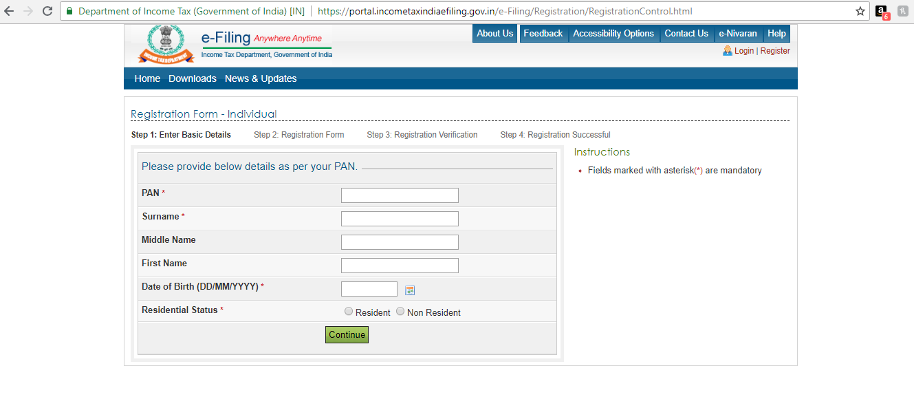 Income tax login registration