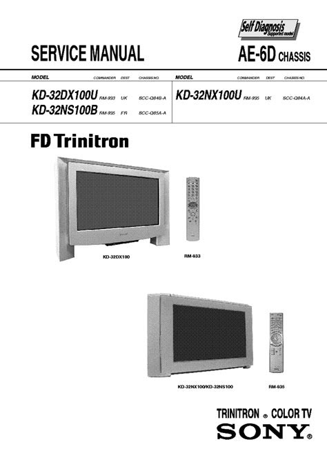 PDF Sony Kd 32nx100u Fd Trinitron Color Tv Service Manual