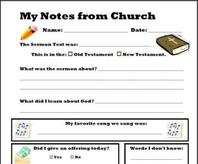 Forest Baptist Church » Sermon Notes Worksheet: For Kids!!!!!