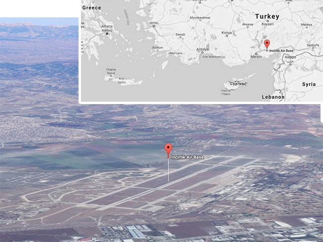 The NATO air base and nuclear weapons store at Incirlik, Turkey. Picture: Google Maps