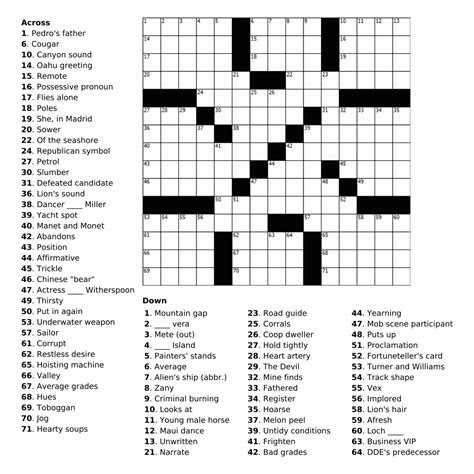  elderly free easy printable crossword puzzles for adults free large