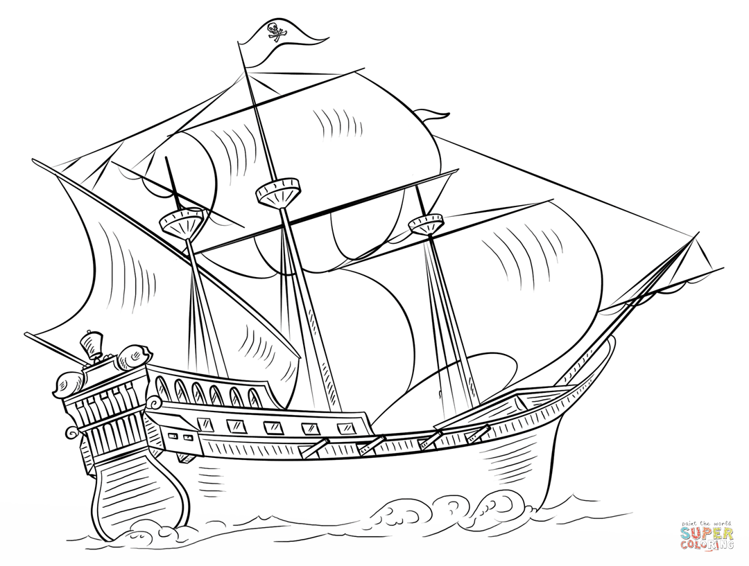 Clicca su disegni da colorare di Galeone dei pirati