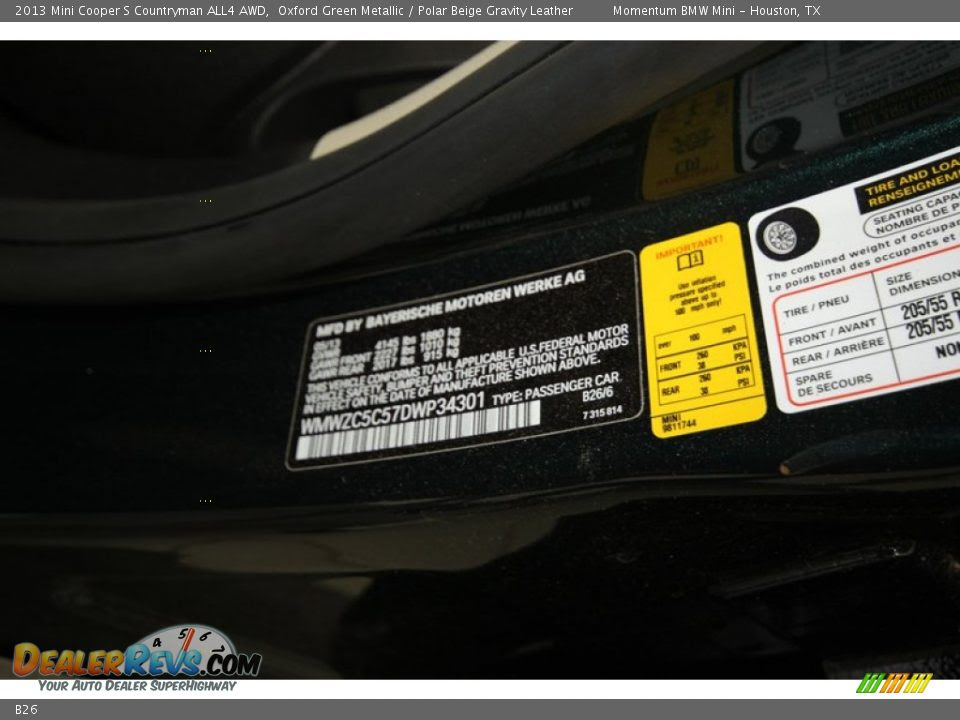 Mini Color Code B26 Oxford Green Metallic | DealerRevs.com