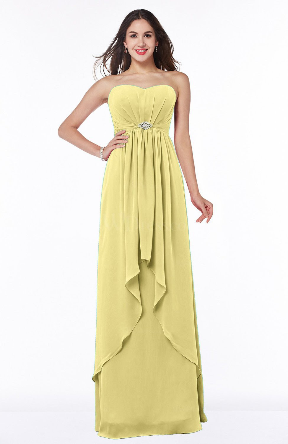 Pastel Yellow Sexy A-line Sweetheart Sleeveless Zipper ...