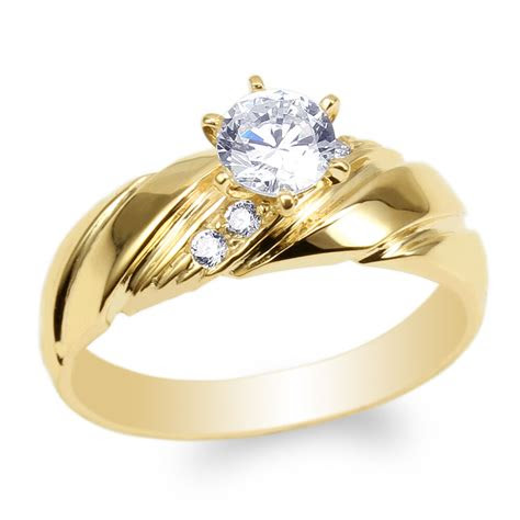 What is the significance of the e. Womens 10K Yellow Gold Round CZ Luxury Engagement Wedding