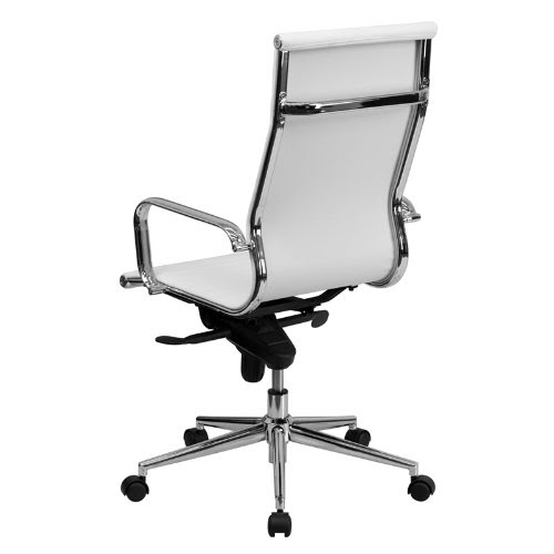 Flash Furniture High Back White Ribbed Upholstered Leather Executive Office Chair
