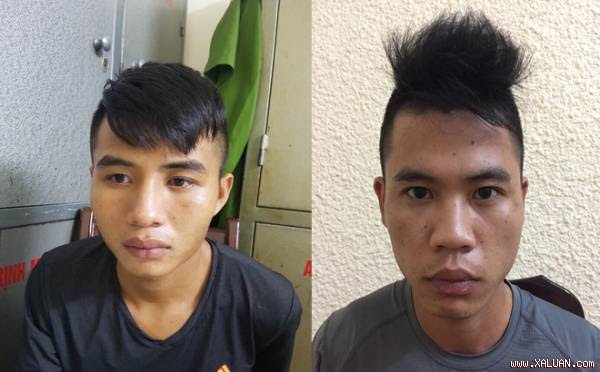Hai nam thanh niên Lợi và Sơn tại cơ quan công an.