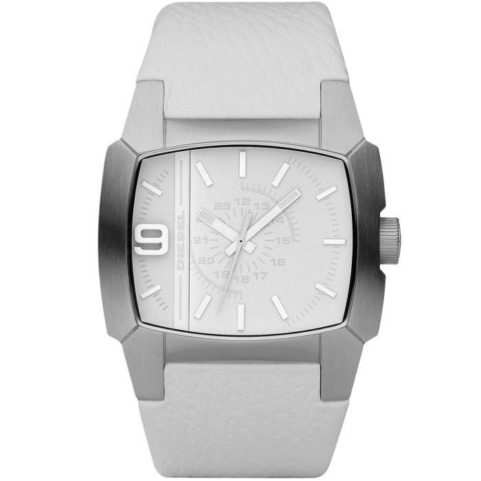 Montre Diesel Homme DZ1449 Bracelet Cuir Blanc - Montre Diesel Homme ...