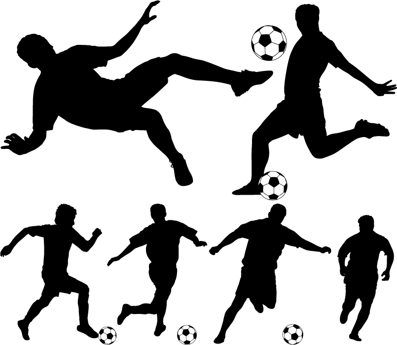 フリーイラスト 6種類のサッカー選手のシルエットのセットでアハ体験 Gahag 著作権フリー写真 イラスト素材集