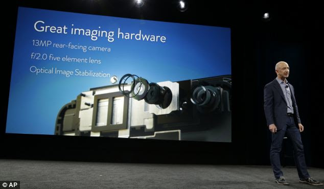 The handset has as 13MP camera - and Bezos claims it can take better pictures that the iPhone 5s and Galaxy S5