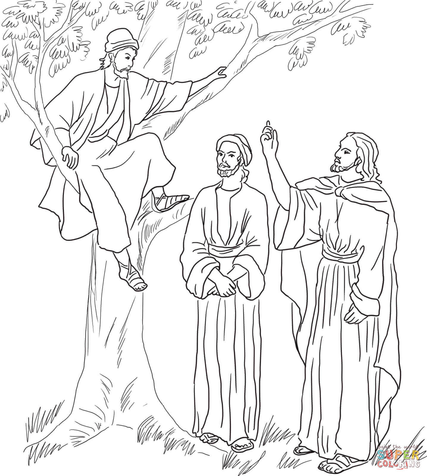 the Jesus Meets Zacchaeus coloring pages to view printable version or color it online patible with iPad and Android tablets