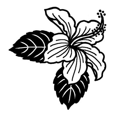 ハイビスカス2 夏の花 無料 白黒イラスト素材