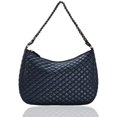 Elegant Faux Leather Handbag by FASH - Navy Blue