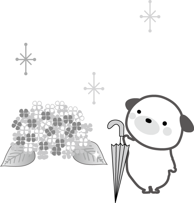 傘 紫陽花 虹のイラスト 梅雨の無料イラスト