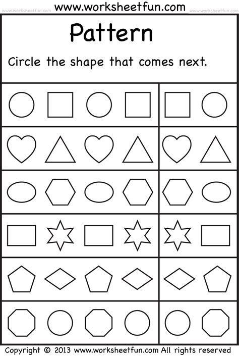  patterns for preschoolers worksheet