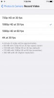 The video options are in the iOS Settings menu - Apple iPhone 7 review