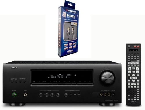 Denon AVR-1712 A/V Surround Receiver (Black) AND Monster HDMI for Higher Definition Blu-ray (4 feet)