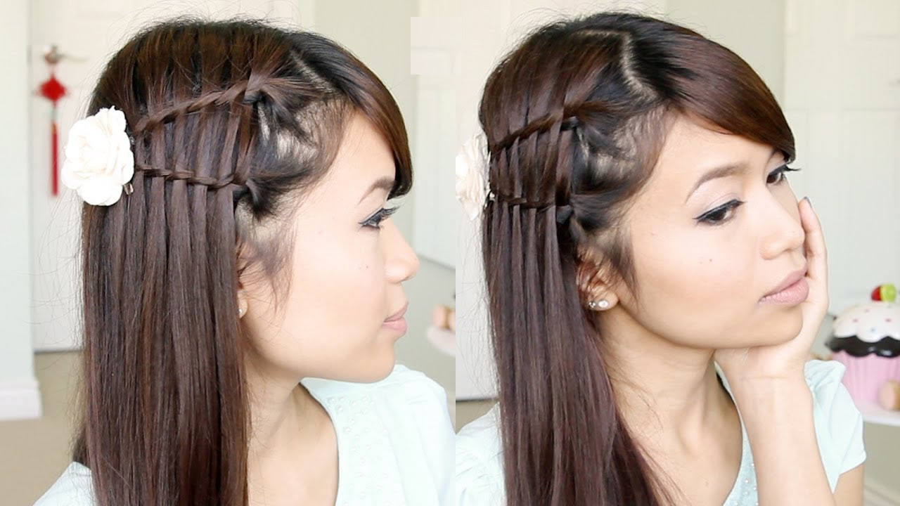 double waterfall twist hairstyle for medium long hair