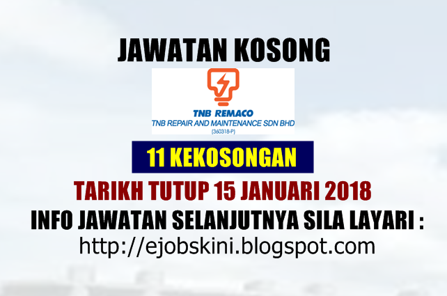 TNB Remaco - Jawatan Kosong Terkini Januari 2018