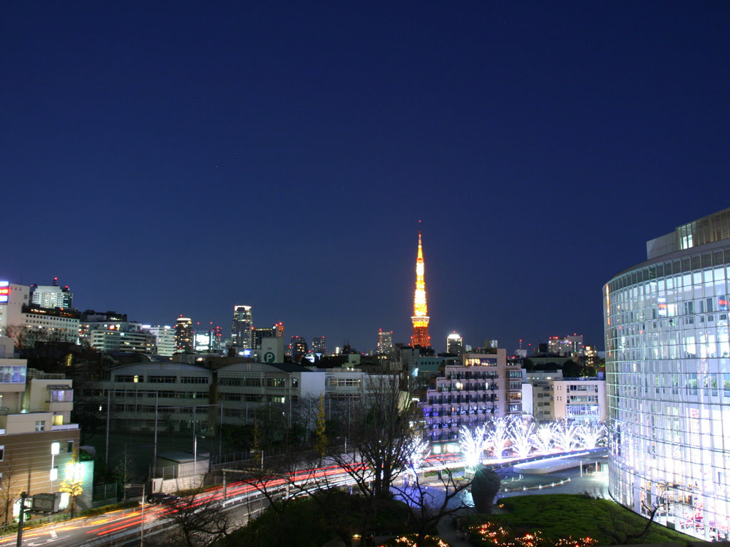 テレビ朝日と東京タワー 写真素材無料壁紙