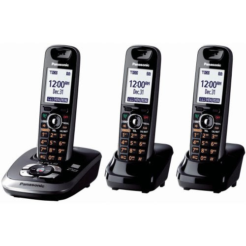 Panasonic KX-TG7533B DECT 6.0 PLUS Expandable Digital Cordless Phone with Answering System, Black, 3 Handsets