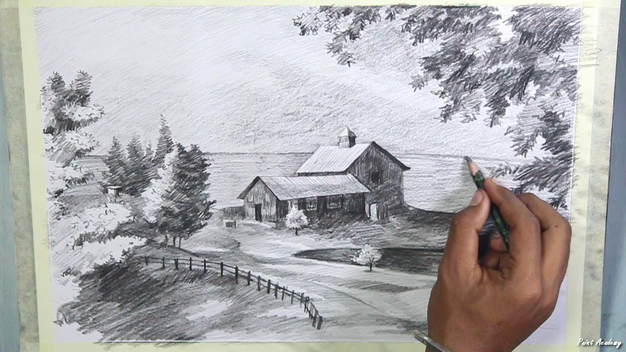 Scenery Pencil Drawing at GetDrawings | Free download