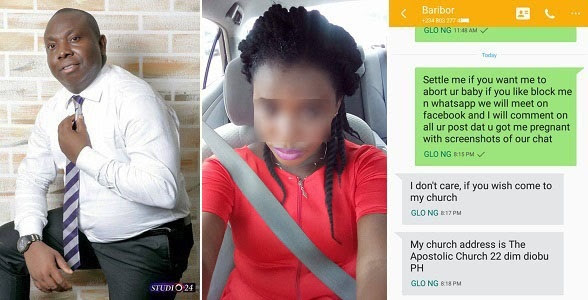 Lady Exposes Married Pastor Who Got Her Pregnant And Abandoned Her, Shares Screenshots