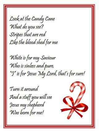 Legend Of The Candy Cane Poem - great idea for children's Sunday School Christmas project.  Make a candy cane ornament with each child and tie a ribbon around it with a print out of this poem.