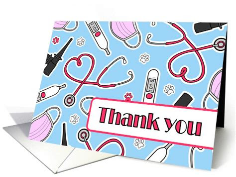  cute veterinarian thank you card blue card 1278000