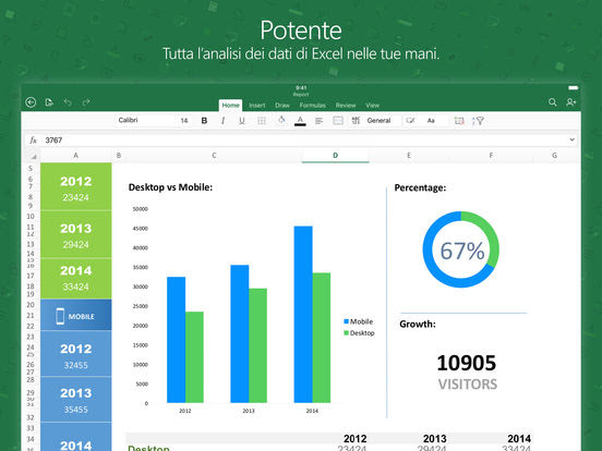 Microsoft Excel gratis per iPad, iPhone e iPod Touch vers 2.12
