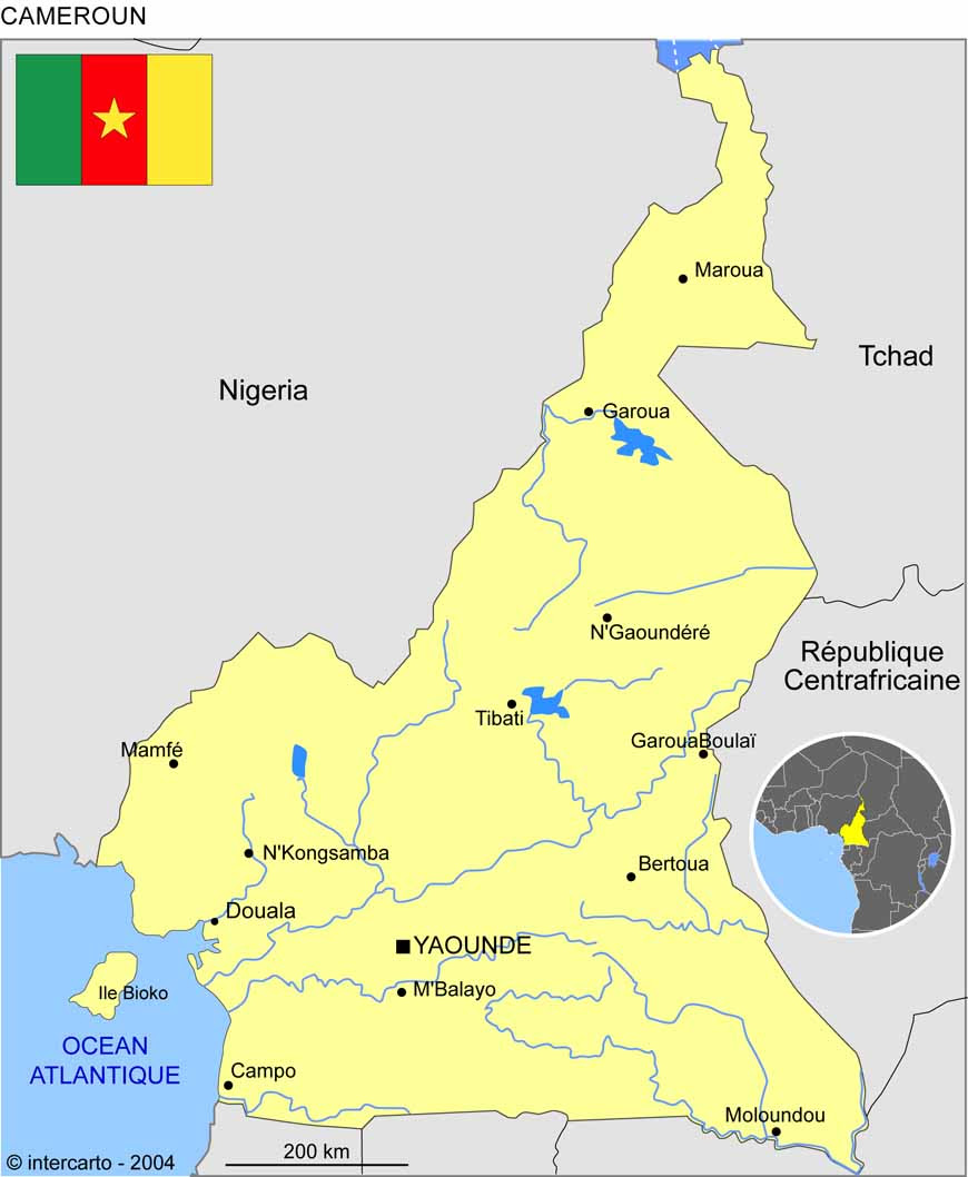 Carte Géographique Et Touristique Du Cameroun Yaoundé