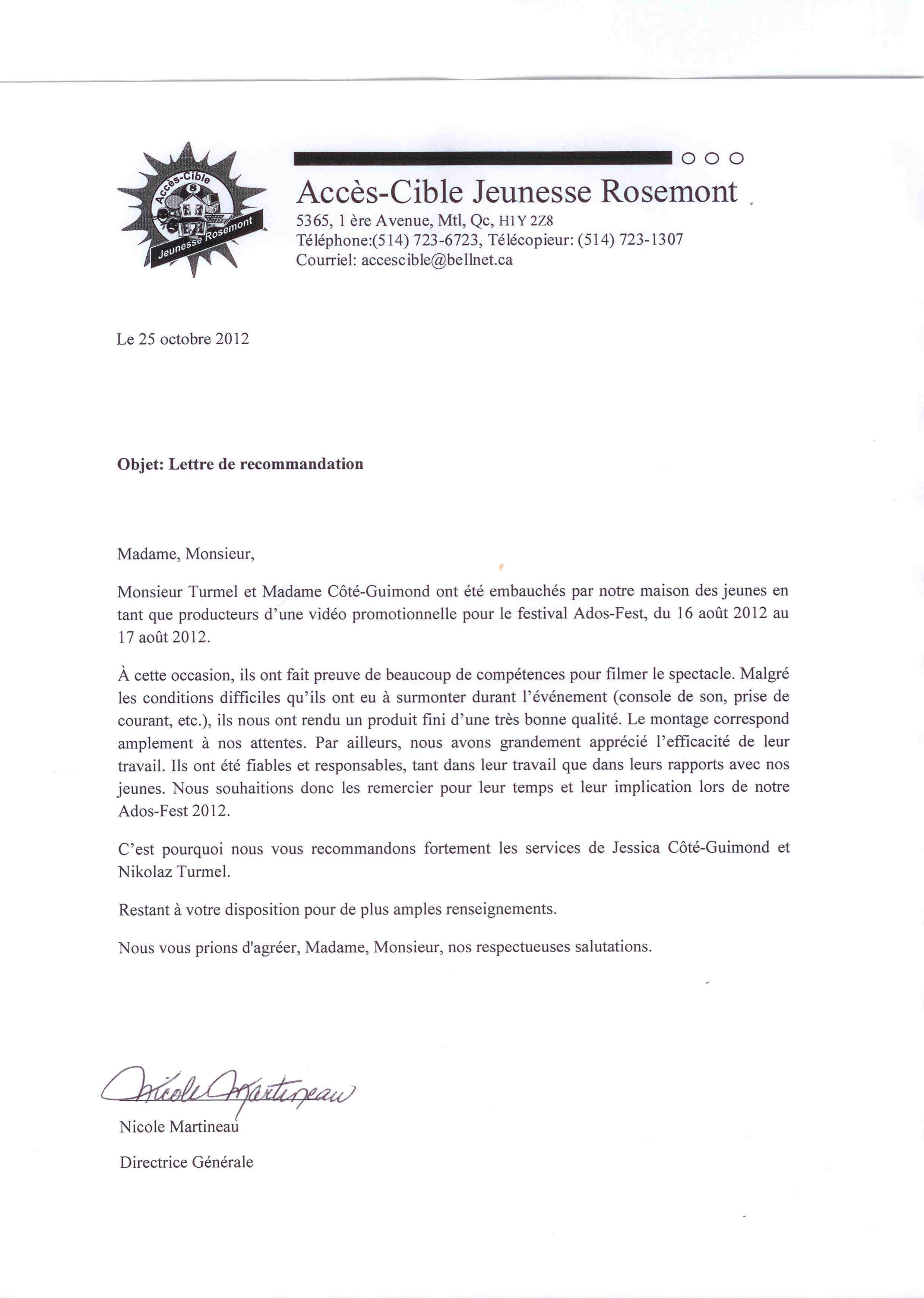 Modèle Lettre De Recommandation Master