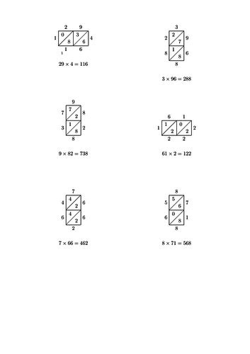  lattice multiplication worksheets teaching resources