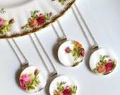 Custom Bridesmaid Jewelry -  Matching Simple Circle Broken Plate Pendants on Chains 4QTY - Recycled China - TheBrokenPlate