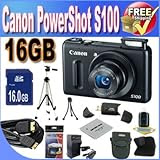Canon PowerShot S100 12.1 MP Digital Camera with 5x Wide Angle Optical Image Stabilized Zoom + 16GB SDHC Class 10 Memory + Extended Life Battery + Ac/Dc Rapid Charger + USB Card Reader + Memory Card Wallet + Deluxe Case w/Strap + Mini HDMI to HDMI Cable + Shock Proof Deluxe Case + Professional Full Size Tripod + Accessory Saver Bundle!