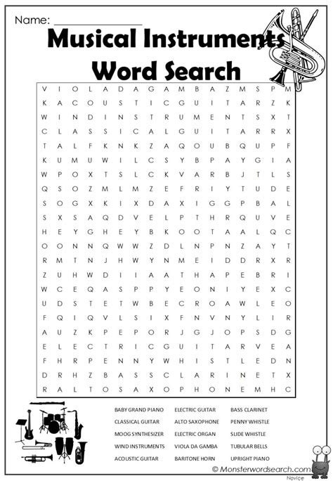 A u g g c i v i r j n e x r x k f z n c. musical instruments word search monster word search