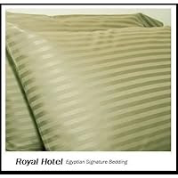 Royal Hotel's California-King size Striped Sage 1200-Thread-Count 3pc Duvet-Cover-Sets and 1pc Siberian Goose Down Comforter 100 percent Egyptian-Cotton 1200 TC