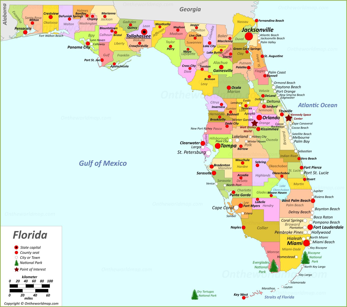 State Map Of Florida With Cities Florida State Maps | USA | Maps of Florida (FL)