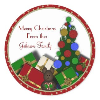 Christmas Tree and presents Christmas Labels sticker