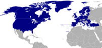 NATO countries shown in blue