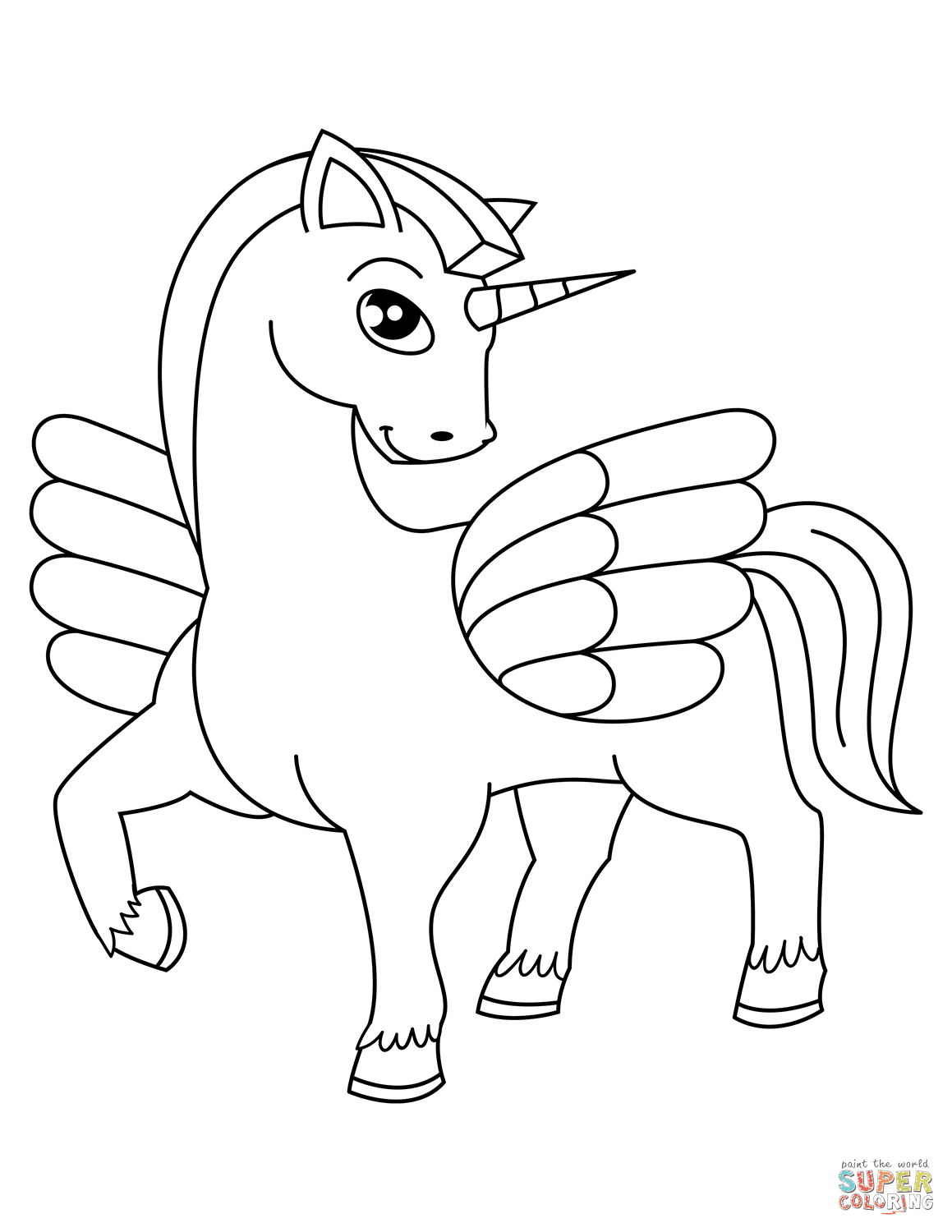 Cute Winged Unicorn coloring page Free Printable Cute Winged Unicorn coloring page Free Printable
