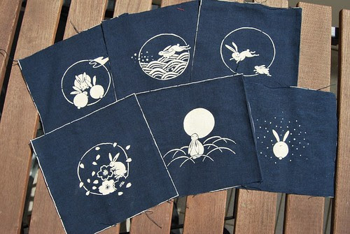 Blue Rabbit in the moon my favourite prints - Kiseki Japanische Stoffe
