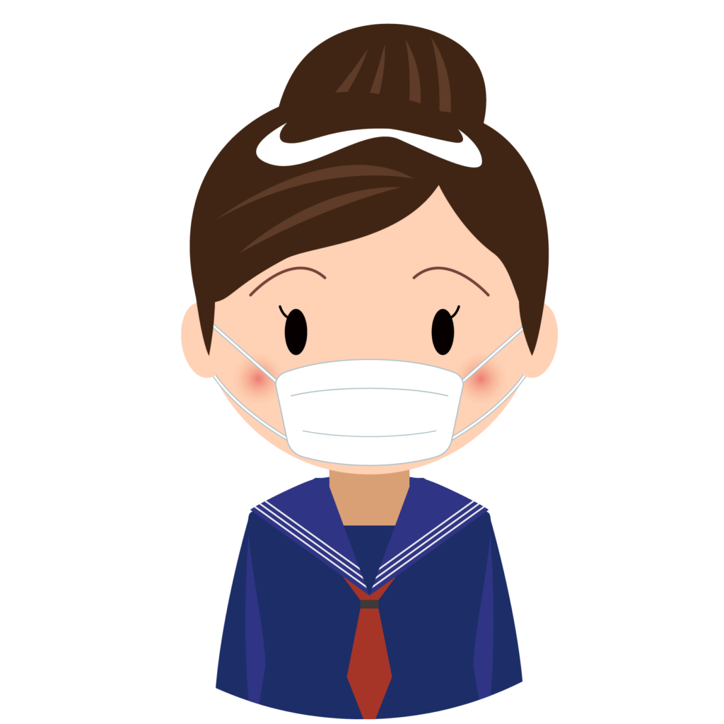 商用フリー 無料イラスト マスクをしているセーラー服の女の子 Sick013 商用ok フリー素材集 ナイスなイラスト