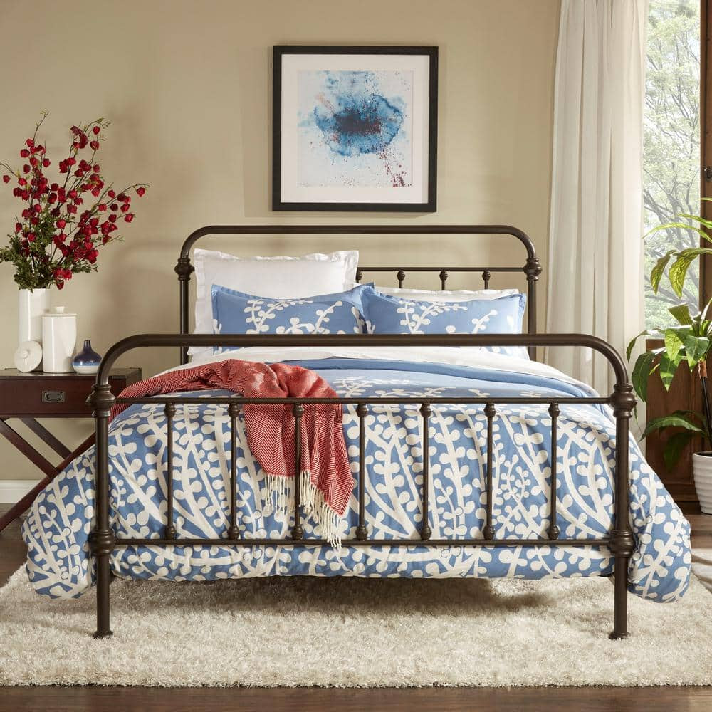 HomeSullivan Calabria Antique Brown Queen Bed Frame HomeSullivan Calabria Antique Brown Queen Bed Frame