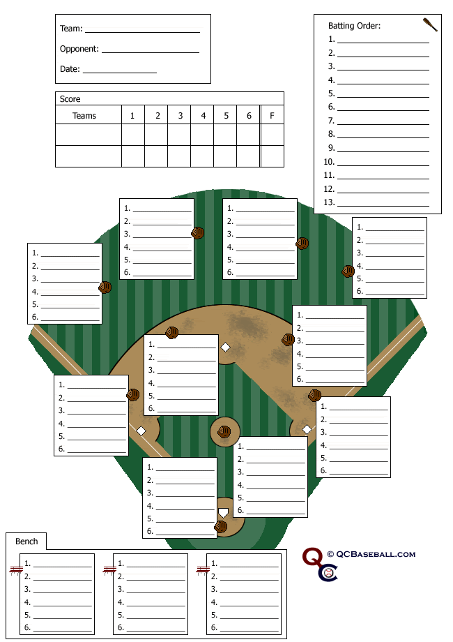 Softball Defensive Lineup Card