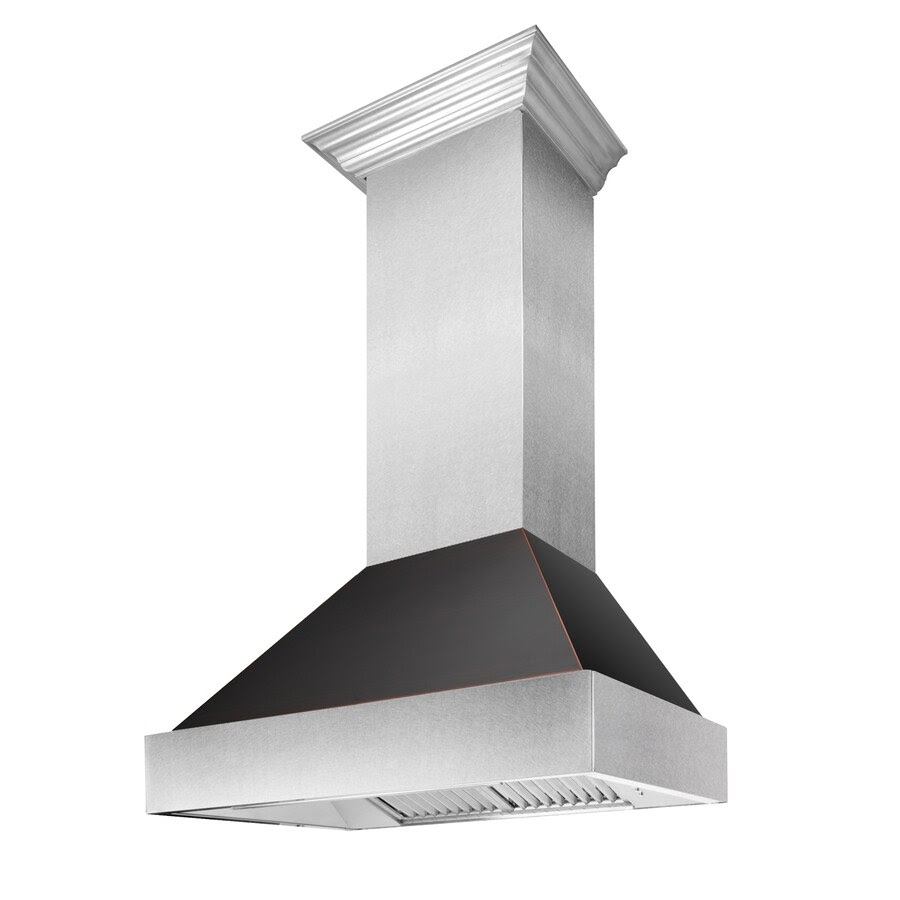 Zline Kitchen Bath Durasnow Stainless Steel Rangehood 36 In Ducted Durasnow Stainless Steel With Oil Rubbed Bronze Wall Mounted Range Hood In The Wall Mounted Range Hoods Department At Lowes Com