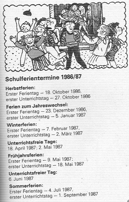 Schulferien DDR 1986/1987